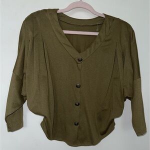 Vintage Cotton Blend Batwing Crop Top